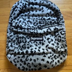 Supreme Leopard Fleece Texture Backpack White